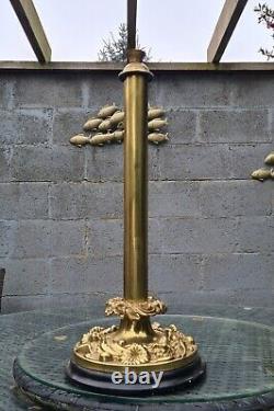 HUGE Original Victorian Solid Brass Oil Lamp Base 20mm Fitter Cast Floral Detail