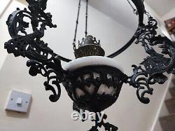 Hanging Rise & Fall Large Oil Lamp 28cm diameter Read Description