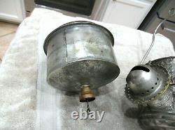 Hanging Rubbed Brass Angle Lamp Co. Double Burner Oil Lamp