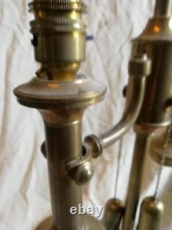 Heavy Brass Double Gimbal Lamp. MID Century Barge, Railway, Shipping Gimbal Lamp
