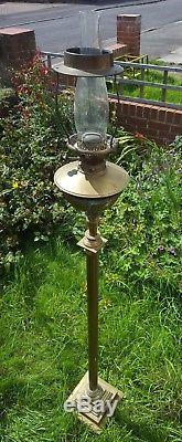 Hinks Antique Brass extending standard oil lamp Victorian parafin Duplex burner