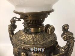 Hinks No. 2 Duplex Oil Lamp Neoclassical Urn Font Una & The Lion Cherubs