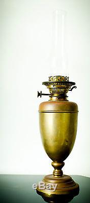 Hinks No. 2 oil lamp brass Duplex burner, key rising + Brass Lamp + Chimney Tall