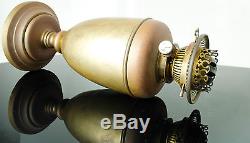Hinks No. 2 oil lamp brass Duplex burner, key rising + Brass Lamp + Chimney Tall