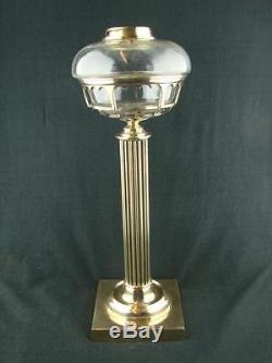 Hinks & Sons Oil Lamp Base & Drop In Font, Reeded Column, Gothic Style Basket