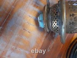 Hinks Victorian Blue Glass & Enamel Decor Oil Lamp