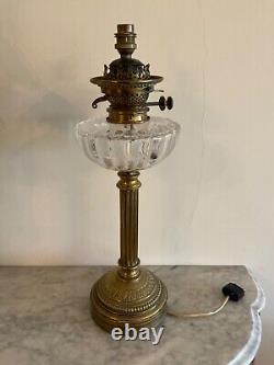 Hinks Victorian Oil Lamp Brass & Facet Cut Glass Duplex Patent Superb Quality