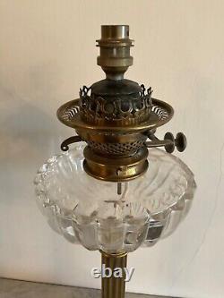 Hinks Victorian Oil Lamp Brass & Facet Cut Glass Duplex Patent Superb Quality