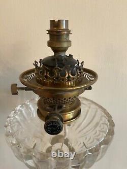 Hinks Victorian Oil Lamp Brass & Facet Cut Glass Duplex Patent Superb Quality