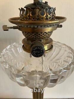 Hinks Victorian Oil Lamp Brass & Facet Cut Glass Duplex Patent Superb Quality