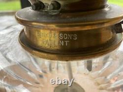 Hinks Victorian Oil Lamp Brass & Facet Cut Glass Duplex Patent Superb Quality