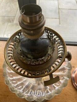 Hinks Victorian Oil Lamp Brass & Facet Cut Glass Duplex Patent Superb Quality