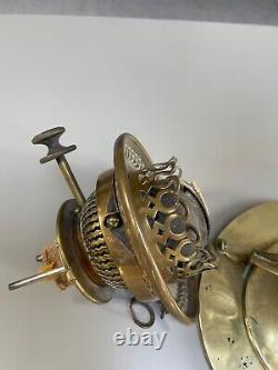 Hinks arts craft brass oil lamp drop in baccarat style cut glass font burner