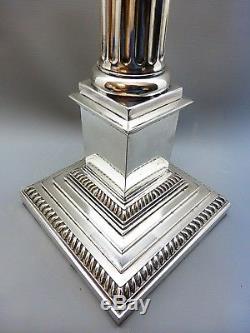 Huge 26.5 Inch Elkington Cut Glass & Silver Plated Duplex Oil Lamp