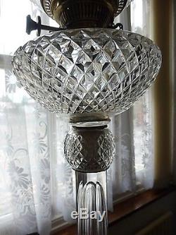 Huge Original Victorian F & C Osler Cut Glass Duplex Oil Lamp