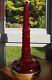Huge VICTORIAN facet cut glass cranberry oil lamp base 20mm fitter 19inches tall