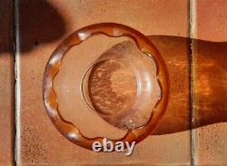 Huge Victorian Oil Lamp, Complete, Unusual Amber Etched Shade, Duplex, 87cm Tall