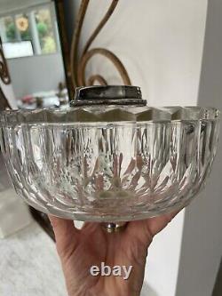 Huge antique silver plate oil lamp baccarat cut glass font silver plate hinks