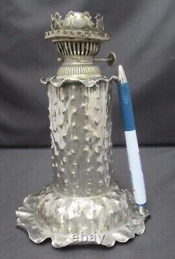 Hukin & Heath silver plated oil lamp c1885, Dresser influence, pattern 5684