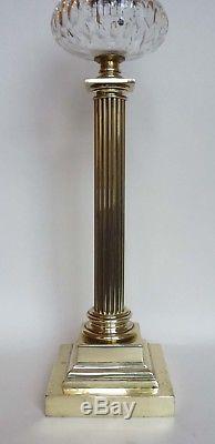 Impressive Large Victorian HINKS Brass Oil Lamp with Cut Glass Font