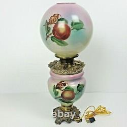LARGE GWTW Oil Lamp BH Victorian Parlor Hand Painted Hurricane 26 Antique