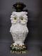Large Original Victorian Owl & Acorns Oil Lamp