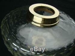 LARGE VICTORIAN FACET CUT CRYSTAL OIL LAMP FONT SCREW FIT, HINKS 21mm UNDERMOUNT