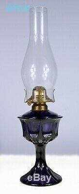 LARGE heavy BEAUTIFUL deep PURPLE color hand blown Victorian antique OIL LAMP #2