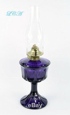LARGE heavy BEAUTIFUL deep PURPLE color hand blown Victorian antique OIL LAMP #2