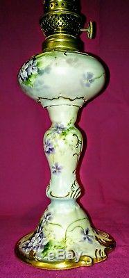 LIMOGES OIL LAMP-12 INCH-D&C FRANCE-PERFECT-BEAUTIFUL! Violets
