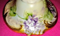 LIMOGES OIL LAMP-12 INCH-D&C FRANCE-PERFECT-BEAUTIFUL! Violets