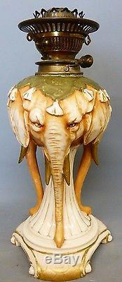 Large Alfred Stellmacher Duplex Elephants Oil Lamp