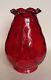 Large Antique Diamond Moulded Cranberry / Ruby Glass Oil Lamp Shade (ALCo)