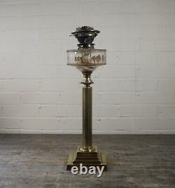 Large Antique Hinks No2 Solid Corinthian Column Brass Oil Lamp