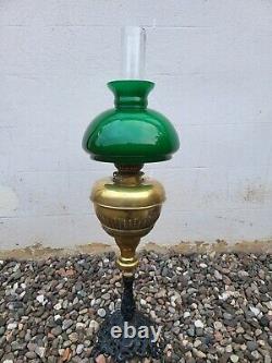 Large Antique Oil Lamp with Bankers Shade