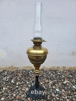 Large Antique Oil Lamp with Bankers Shade