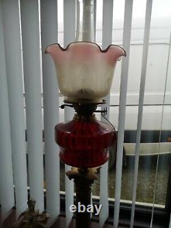 Large Antique Ruby Oil Lamp. Great Condition