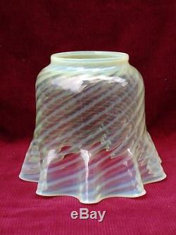 Large Antique Victorian Vaseline Glass Oil Lamp Shade. Hinks 4 Fitting