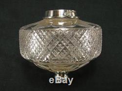 Large Elkington Silver Plated & Clear Cut Crystal Oil Lamp Font, Bayonet Fit
