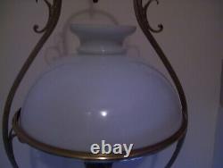 Large Restored Victorian Hanging Oil Lamp Complete