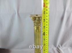 Large Tapering Victorian Corinthian Column Oil Lamp Brass Base 14 1/2