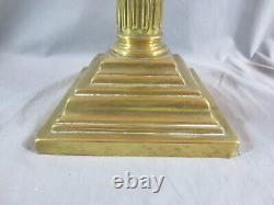 Large Tapering Victorian Corinthian Column Oil Lamp Brass Base 14 1/2