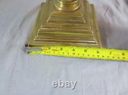 Large Tapering Victorian Corinthian Column Oil Lamp Brass Base 14 1/2