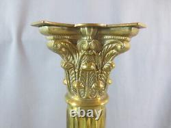 Large Tapering Victorian Corinthian Column Oil Lamp Brass Base 14 1/2