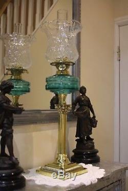 Large Victorian Oil Lamp, Brass Corinthian Column