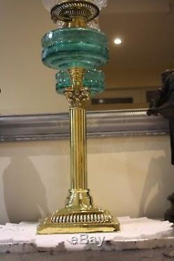 Large Victorian Oil Lamp, Brass Corinthian Column