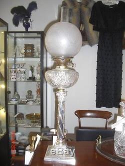 Large Victorian Silver Plated Oil Lamp