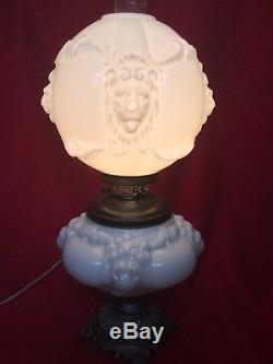 Large Vintage Victorian Style Lion Heads Electric Kerosene Oil Lamp Banquet GWTW