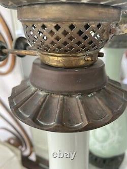 Large antique Pate-Sur-Pate oil lamp grecian style victorian