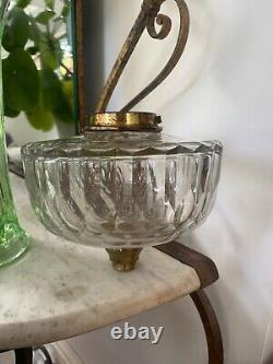 Large antique baccarat cut glass oil lamp font 17 cm wide